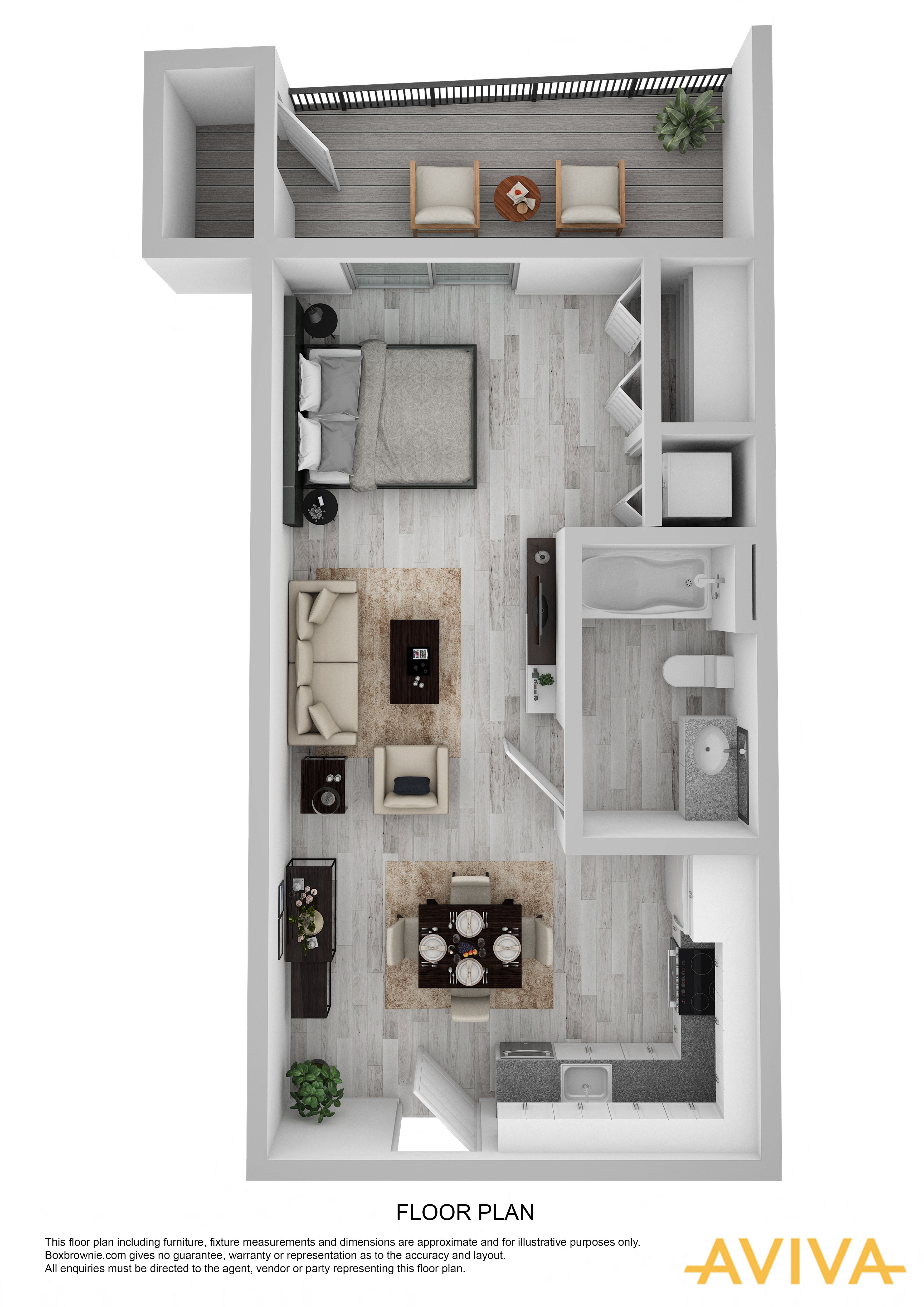 Floor plan for studio, 1 bath, 447 sqft